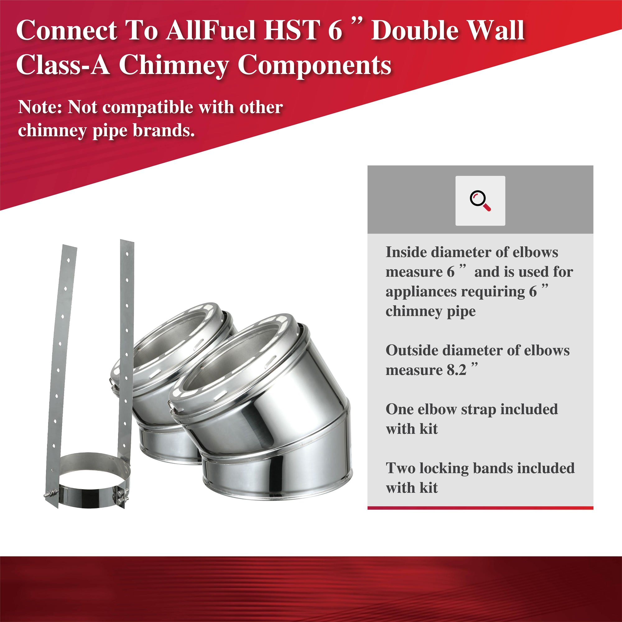 AllFuel HST 15 Degree Elbow Kit for 6-Inch Inner Diameter Chimney Pipe